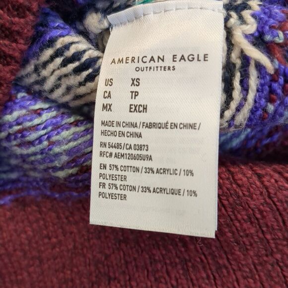 American Eagle Patterned Winter Theme Sweater Womens Regular Size XS - Picture 6 of 7